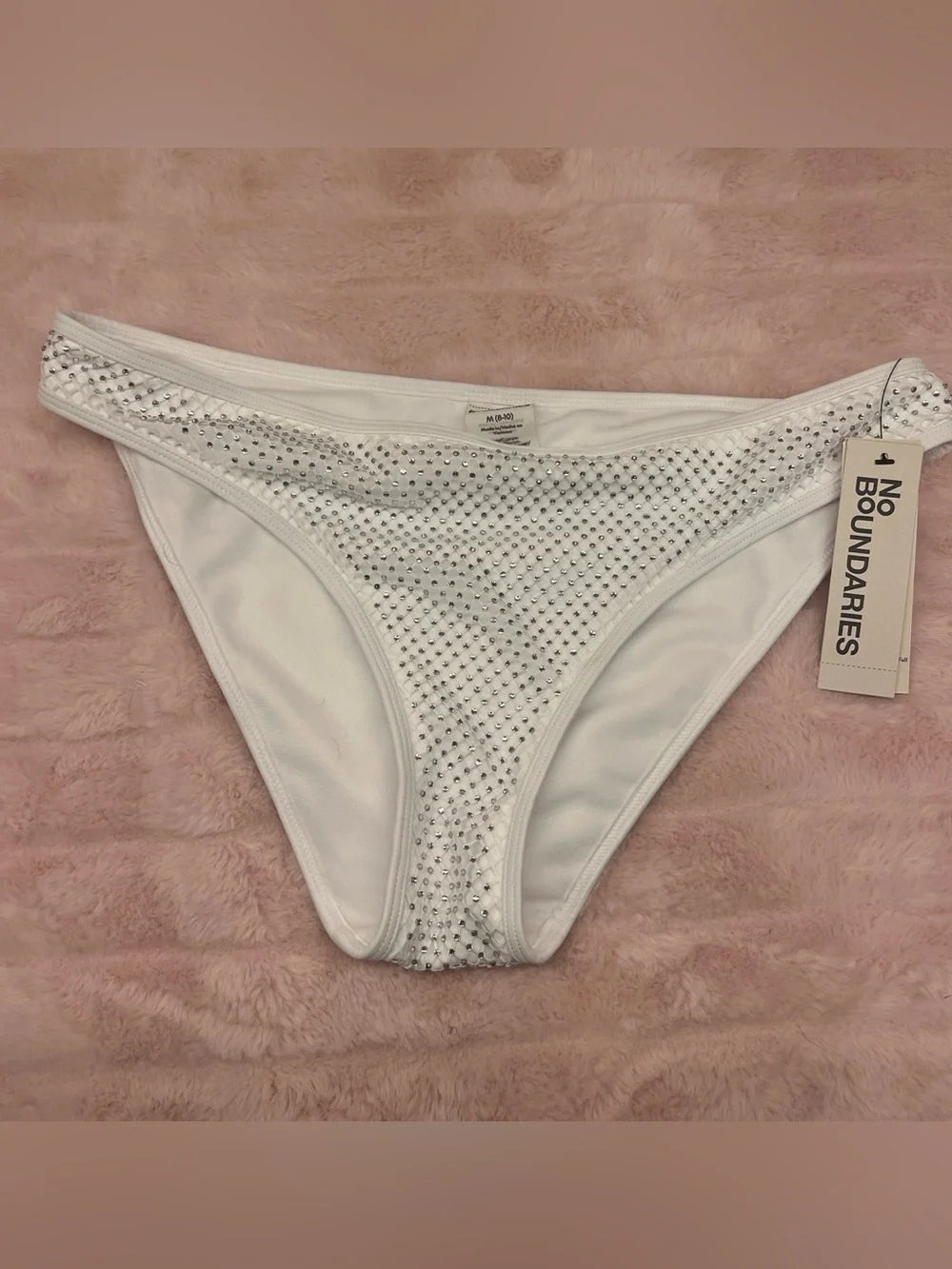No Boundaries White Bikini Bottoms with Rhinestone Detail